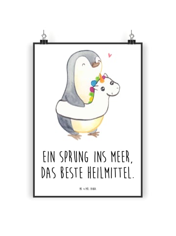 Mr. & Mrs. Panda Wandbild Sommermeerheilkraft mit Spruch in Weiß
