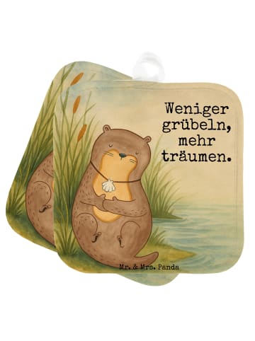 Mr. & Mrs. Panda Topfuntersetzer Otter Muschel Design mit Spruch in Weiß