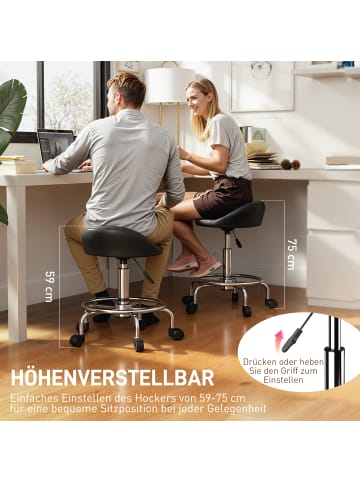 HOMCOM Rollhocker-43L x 43B x 59-75H cm-Schwarz