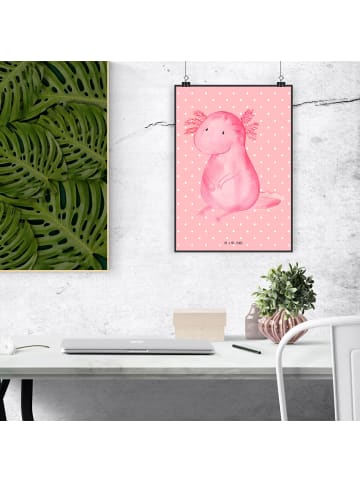 Mr. & Mrs. Panda Poster Axolotl Niedlich ohne Spruch in Rot Pastell