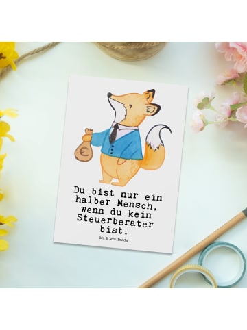 Mr. & Mrs. Panda Postkarte Steuerberater Herz mit Spruch in Weiß