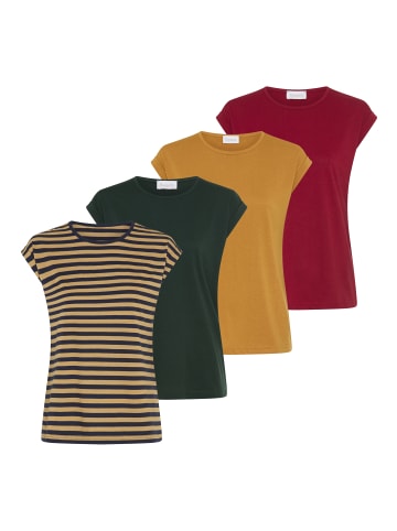 BOYSENS T-Shirt in dunkelgrün+bordeaux+senf