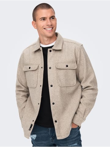 Only&Sons Lockere Hemd Jacke Workwear Shacket ONSASH in Beige