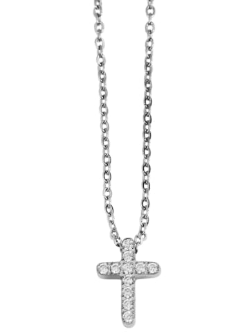 Adeliás Damen Halskette mit Anhänger – Kreuz aus Edelstahl in silber