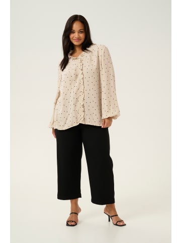 KAFFE curve Langarm-Bluse KCellena in Feather Gray/Black Dot