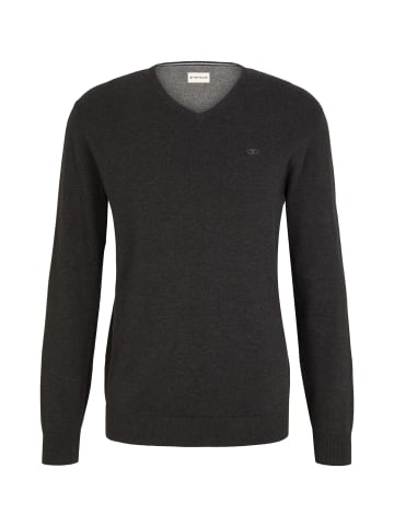 Tom Tailor Pullover 'Basic' in schwarz meliert