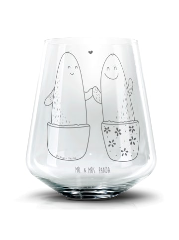 Mr. & Mrs. Panda Blümchentail Glas Kaktus Liebe ohne Spruch in Transparent