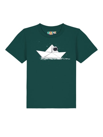 wat? Apparel T-Shirt Astronaut in paper boat in Dunkelgrün