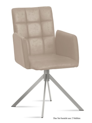 58 aufm Kessel ARMLEHNSTUHL (2er-Set) Dorita 52x91x60 Edelstahl/Grau