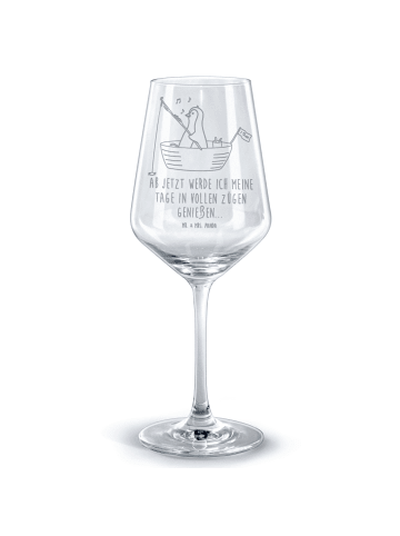 Mr. & Mrs. Panda Glas Rotwein Pinguin Angelboot mit Spruch in Transparent