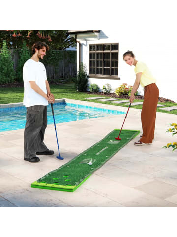 COSTWAY 332 x 50 cm Golf Pong Puttingmatte mit Linie in Grün