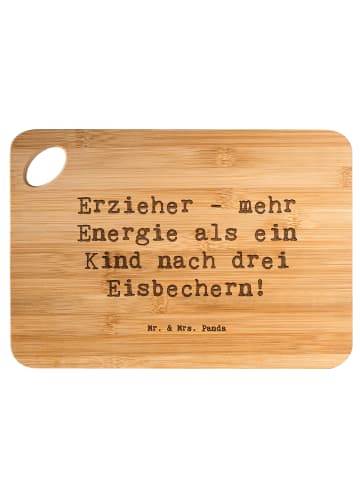Mr. & Mrs. Panda Frühstücksbrett Spruch Erzieher Energie mit Spruch in Braun