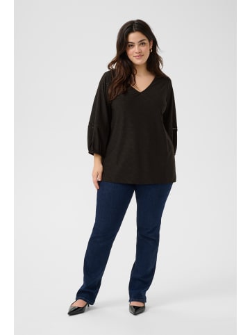KAFFE curve Langarm-Bluse KCtara in Black Deep CC.