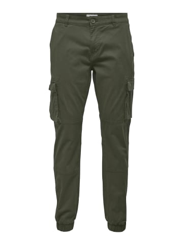 Only&Sons Cargo Hose Verjüngter Schnitt Elastische Bündchen in Olive