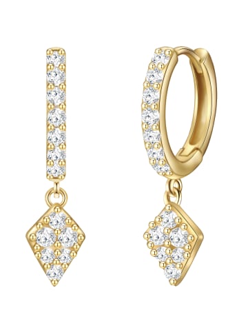 Glanzstücke München Creolen Raute aus Sterling Silber mit Zirkonia in gelbgold