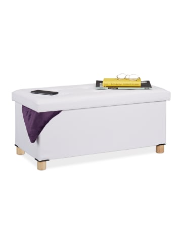 relaxdays Sitzbank in Weiß - (B)76 x (H)35 x (T)37 cm