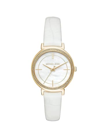 Michael Kors Cinthia Uhr gold weiß Lederarmband