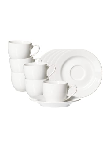 Ritzenhoff & Breker 6er Set Espressotassen mit Untertassen Volos 90 ml weiß in weiß