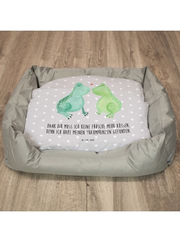 Mr. & Mrs. Panda Katzenkörbchen Frosch Liebe mit Spruch in Grau Pastell