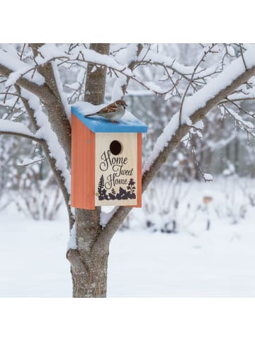 relaxdays Nistkasten in Orange/ Blau - (B)12x (H)22 x (T)15 cm