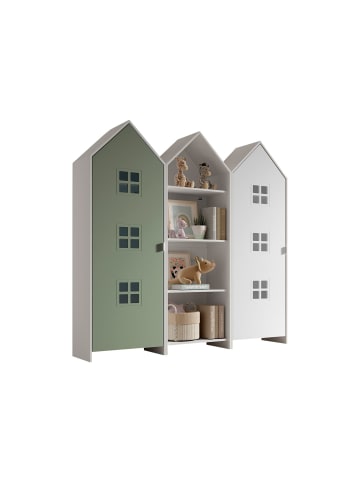 58 aufm Kessel REGALSCHRANK Set Kania 173x37x171 MDF Weiß /Bunt