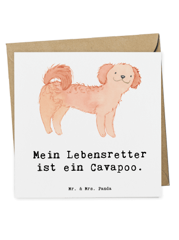 Mr. & Mrs. Panda Deluxe Karte Cavapoo Lebensretter mit Spruch in Weiß