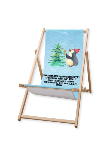 Mr. & Mrs. Panda Gartenliege Pinguin Weihnachtsbaum mit Spruch in Eisblau