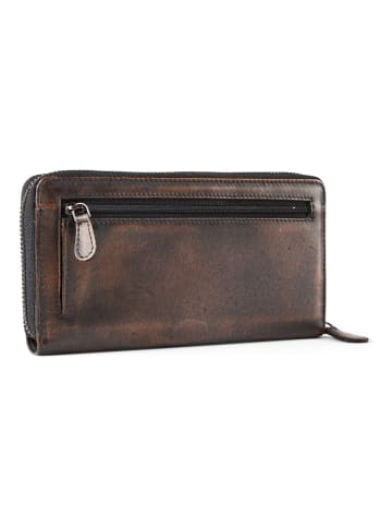 Greenburry Destressed Geldbörse RFID Schutz Leder 19 cm in teak brown