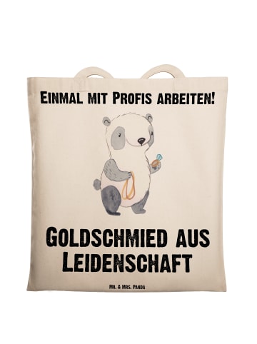 Mr. & Mrs. Panda Tragetasche Goldschmied Leidenschaft mit Spruch in Creme
