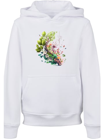 F4NT4STIC Hoodie Baum mit Blumen Hoodie in weiß