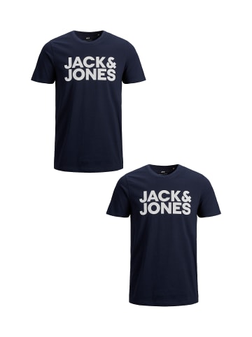 Jack & Jones 2er-Set Plus Size T-Shirt Logo in Blau-2