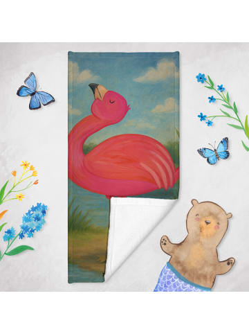 Mr. & Mrs. Panda Frotteetuch Flamingo Stolz Design ohne Spruch in Weiß