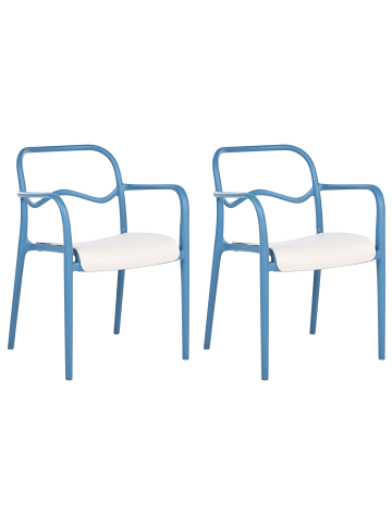 Beliani 2er-Set Esszimmerstuhl THASOS in Blau/Beige