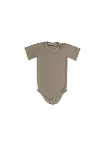 Sämann Baby Body aus 100% Bio-Baumwolle Druckknopf kurzarm gerippt Simply Taupe