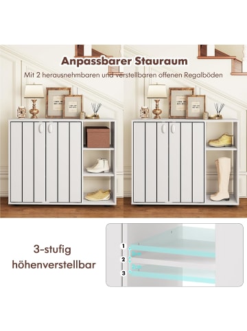 COSTWAY Schuhschrank mit 2 Türen 80 x 31 x 64,5 cm in Weiß