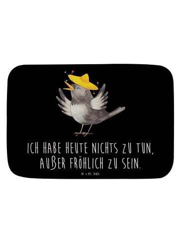 Mr. & Mrs. Panda Badezimmerteppich Rabe Sombrero mit Spruch in Schwarz