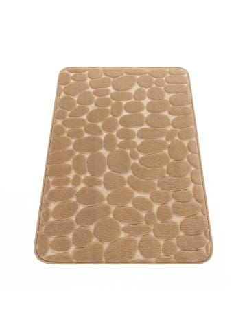 KADIMA DESIGN Waschbarer Teppich Badezimmer waschmaschinenwaschbar Abstrakt 3D in Beige