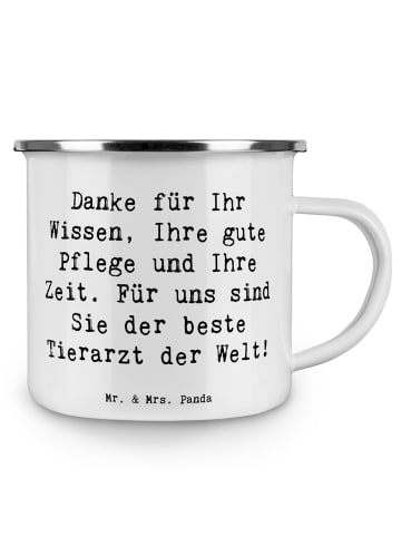 Mr. & Mrs. Panda Emaille Becher Spruch Bester Tierarzt mit Spruch in Weiß