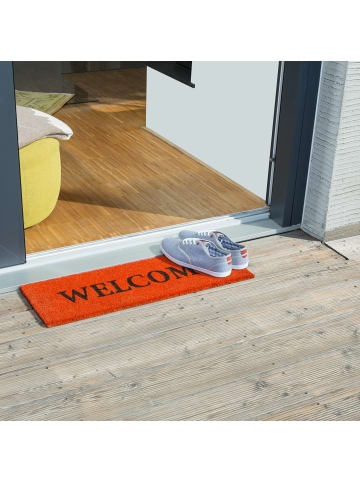 relaxdays Fußmatte Welcome in Orange - (B)75 x (T)25 cm