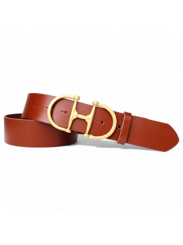 FRONHOFER Damengürtel goldene Schnalle in Cognac