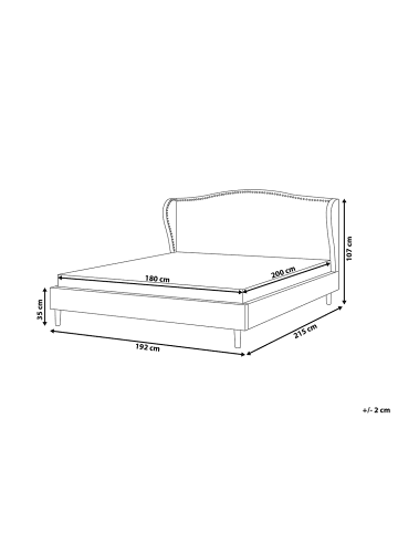 Beliani Doppelbett COLMAR in Grau/Braun - (W) 192 x (H) 107 x (L) 215 cm