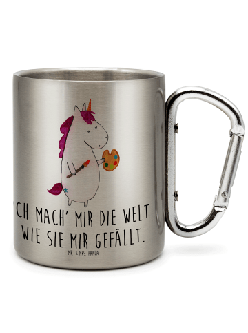 Mr. & Mrs. Panda Edelstahlbecher Einhorn Künstler mit Spruch in Silber