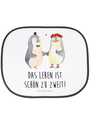 Mr. & Mrs. Panda Auto Sonnenschutz Pinguin Heirat mit Spruch in Weiß