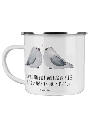 Mr. & Mrs. Panda Tasse 9. Hochzeitstag Keramikhochzeit mit Spruch in Transparent
