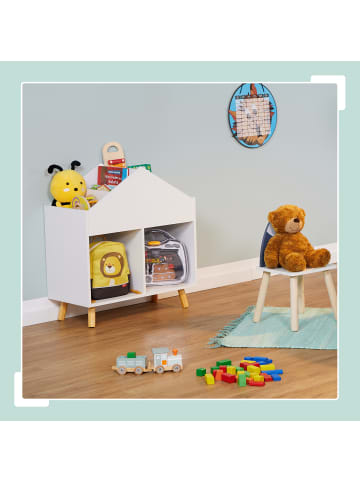 relaxdays Kinderregal in Weiß/ Natur - (B)60 x (H)67 x (T)30 cm