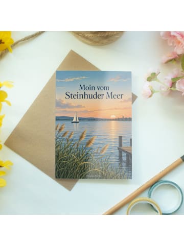 Klappkarte See friedlich Design mit Spruch in Weiß