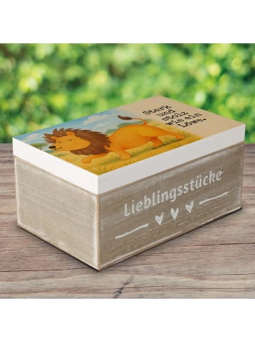 Mr. & Mrs. Panda Holzkiste Sternzeichen Löwe Design mit Spruch in Weiß