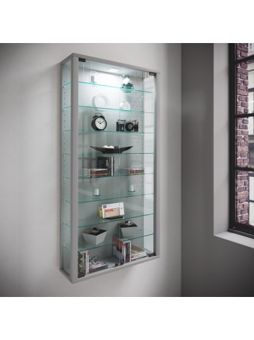 VCM  Wandvitrine Glasvitrine Vitrosa Maxi in Silber