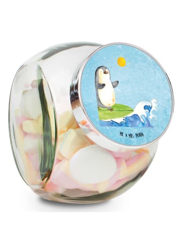Mr. & Mrs. Panda Bonbonglas Pinguin Surfer ohne Spruch in Eisblau