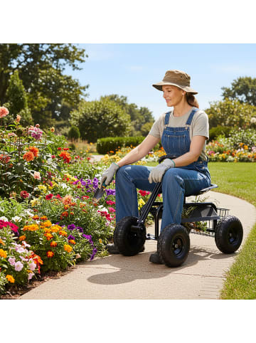 relaxdays Fahrbarer Gartensitz in Schwarz